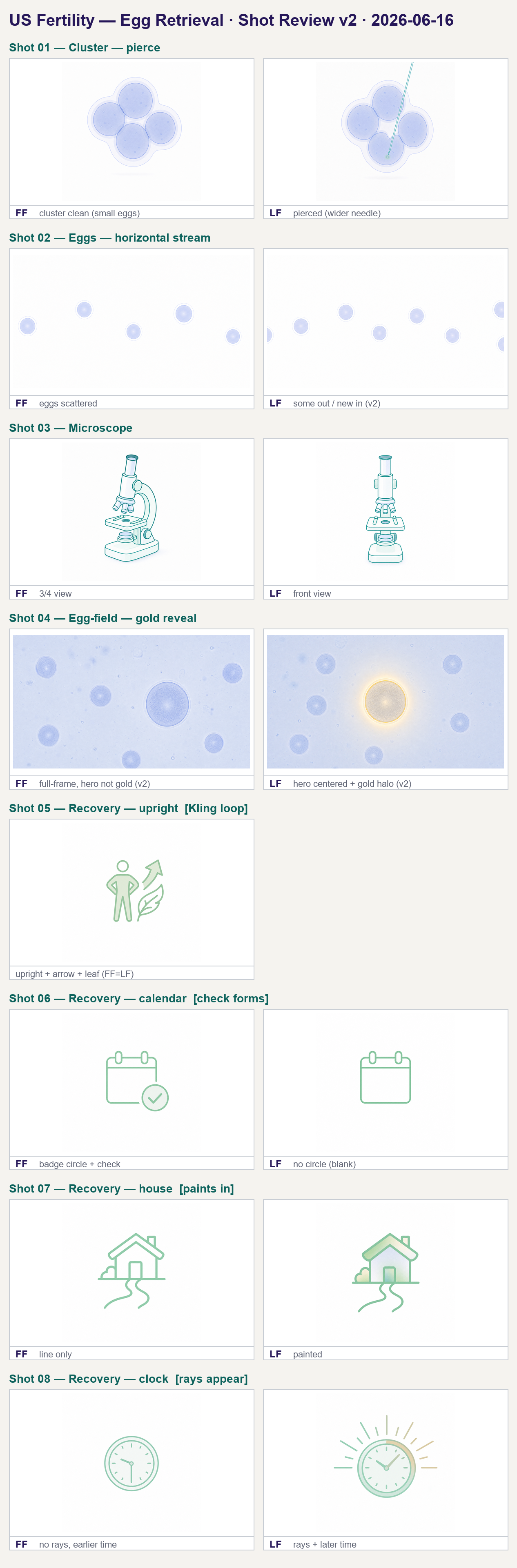 A review contact sheet laying out generated options side by side for approval